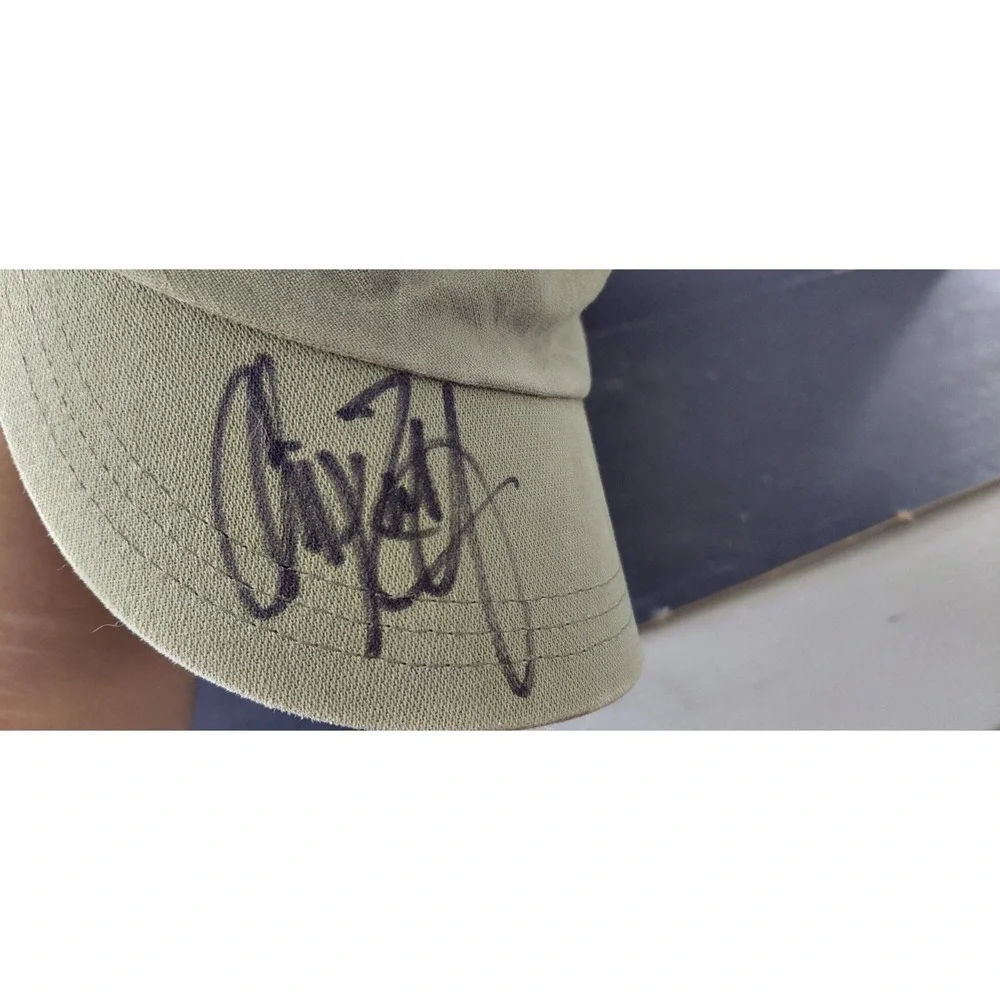 Unknow Autograph handwritten signature olive green distressed cadet Style Cap